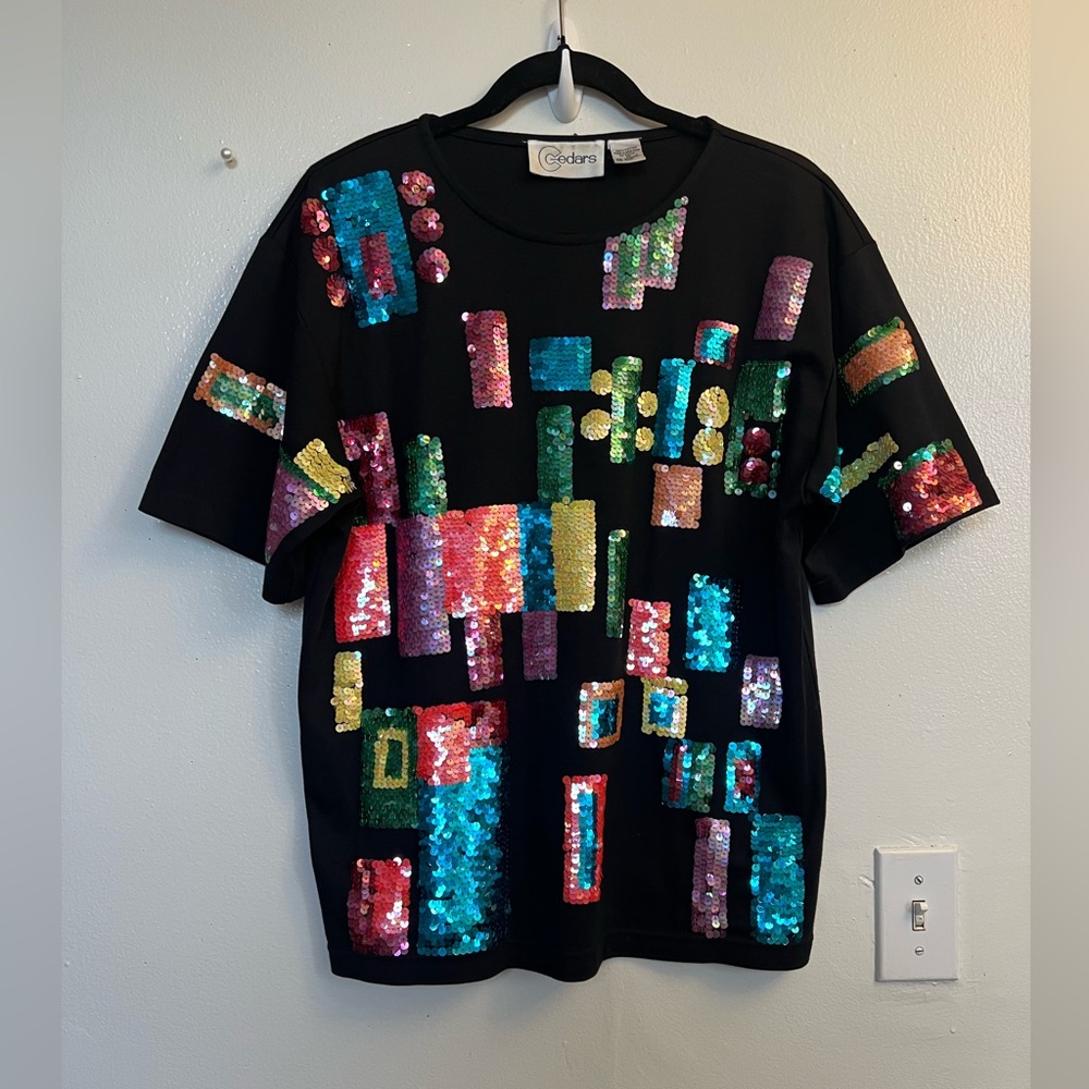 Vintage Cedars Multicolored Sequin in Geometric Pattern